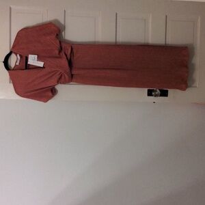 Pink long dress with crossover front